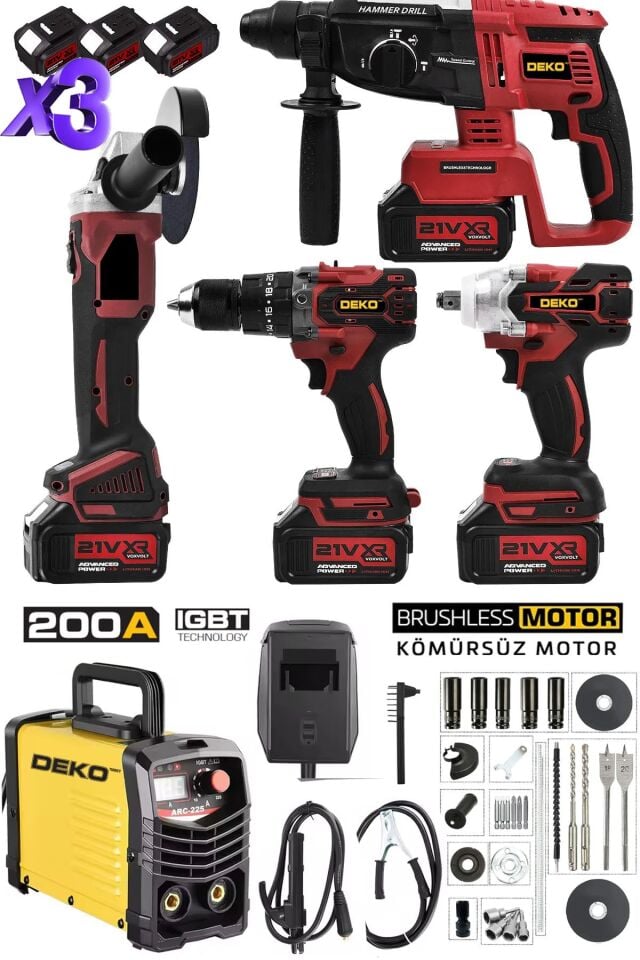 IGBT İnvertör Teknoloji 200A Kaynak Makinesi + 4’lü Şarjlı Full Güç Takımı – Usta İşi Tam Set!