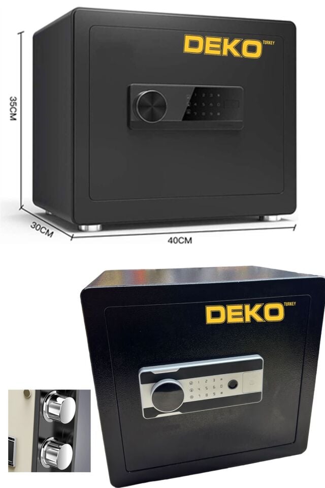 Sarsıntı Alarmlı Tek Raflı Büyük Boy Çelik Para Kasası Parmak Okutmalı Dijital Kasa 35x40Cm