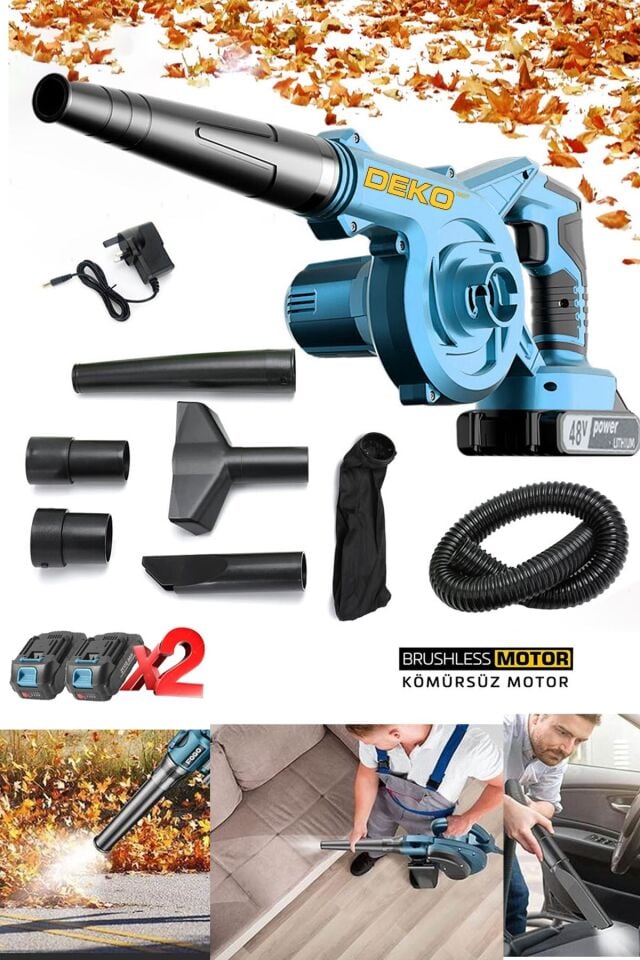 40V 10AH Süper Hız Ayarlı x2 Çift Akülü Şarjlı Hava Üfleyici Toz Toplayıcı Ve Yaprak Üfleme Makine