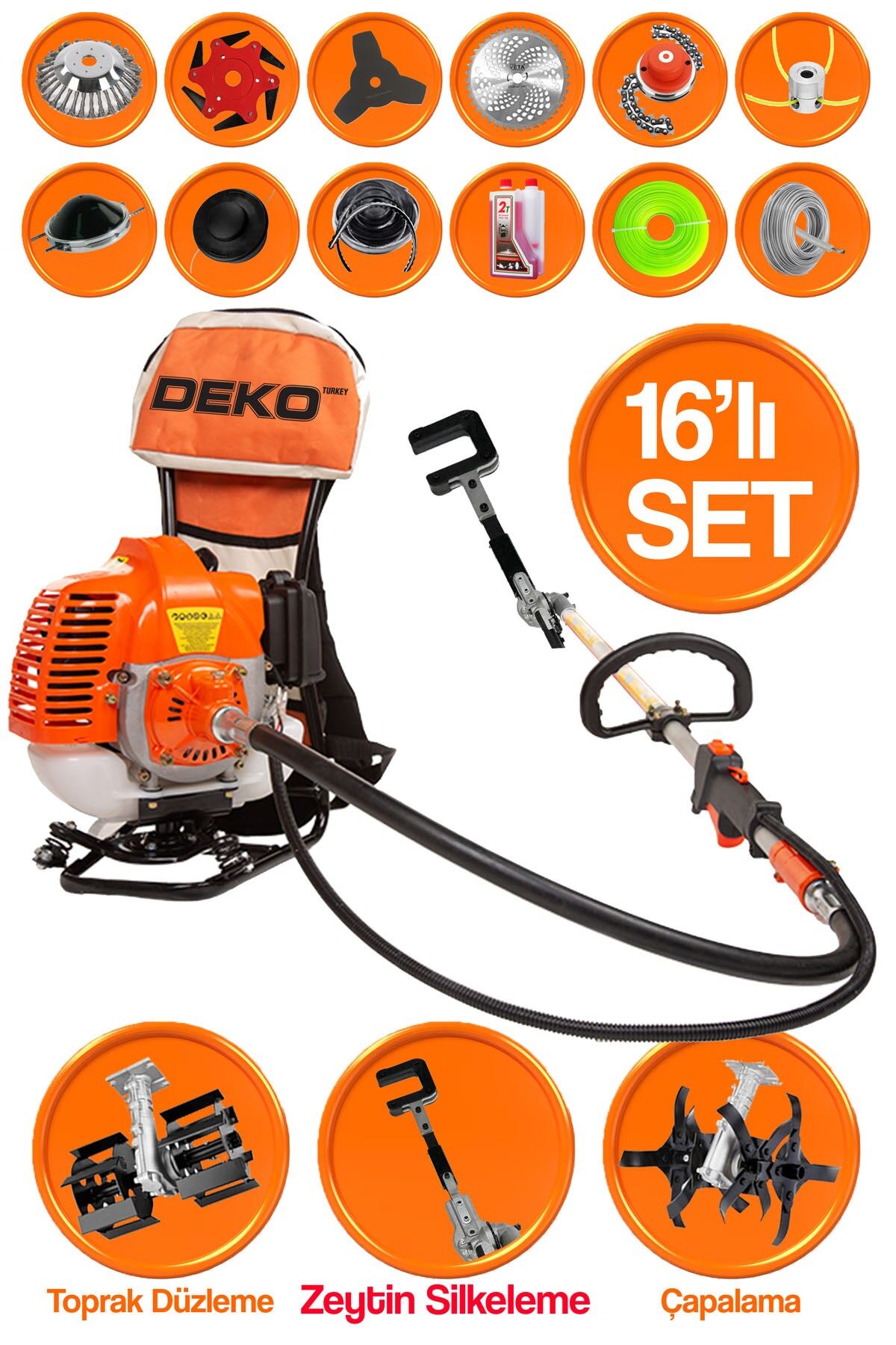 Yeni Nesil Ultra Profesyonel Set Özel Sırt Tırpan + Çapalama Seti + Zeytin Toplama 16 Parça Full Set