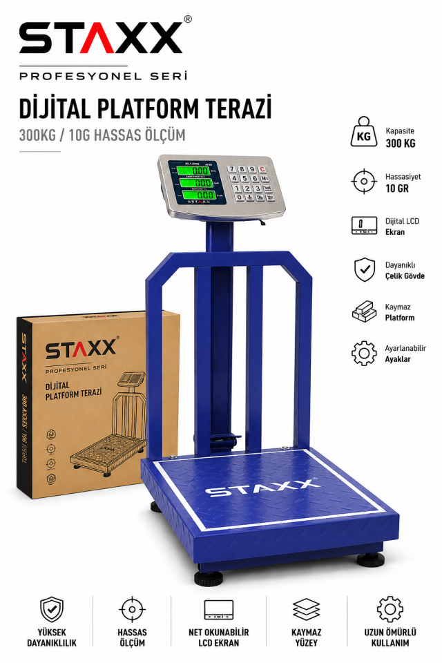 300 KG Dijital Platform Terazi | Profesyonel Elektronik Baskül | Endüstriyel Hassas Ölçüm Korumalı