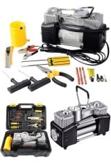 Staxx Yüksek Çelik Gövdeli Çift Piston 12 V 150 PSI Dk 85Lt  Araba Lastik Bot Şişirme Makines
