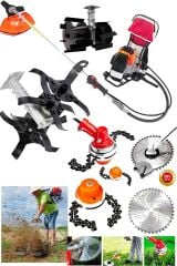 Turbo9900X Benzinli Çim Ot Çayır Biçme Sırt Tırpan Makinesi + Toprak Eşeleme ve Çapa Aparatı