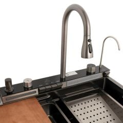 304 Sınıf Paslanmaz Çelik Lavabo Dijital Göstergeli Piyano Evye Seti Tam Donanımlı Full Takım