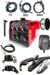 Gazsız Gazaltı Çift Kartlı Kaynak Tıg Mıg Mma 3ın1 Ultra Fonksiyonlu Dijital Gösterge Kaynak Mak