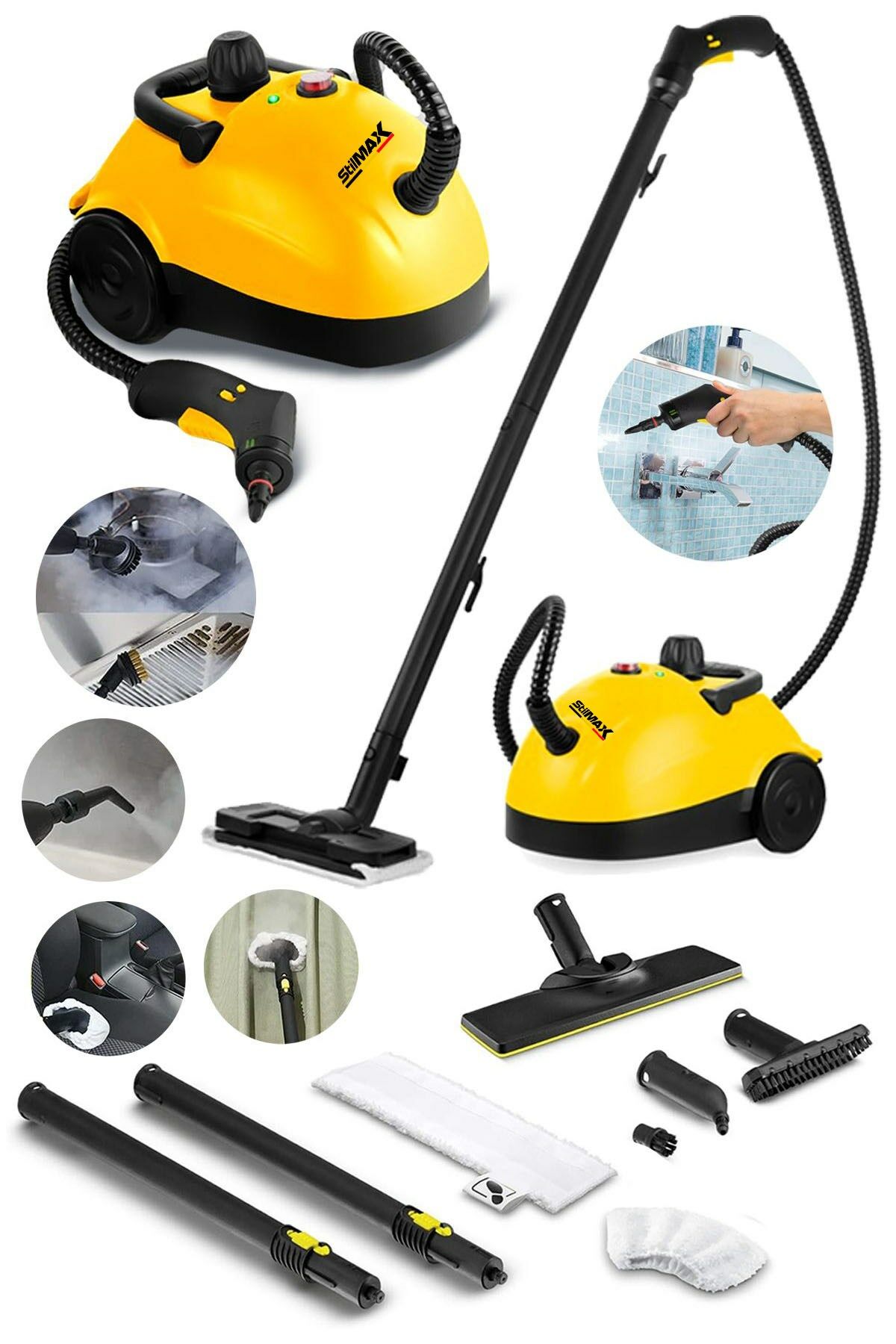 Stilmax  Çok Fonksiyonlu Buharlı Temizlik Makinası Cam Temizleme Nozüllü 2500W Full Aksesuar Hediye