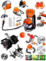 Benzinli Çim Ot Çayır Biçme Sırt Tırpan + Arazi Full Takım Set Toprak Eşeleme + Akrobat Çapa Aparatı