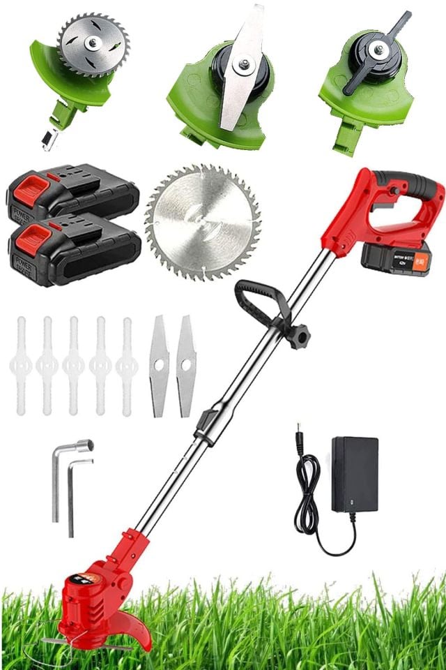 RED99 Çift Akülü 21000VL Kömürsüz Turbo Motor  Çim Çalı Ot Biçme Tırpanı Döner Teleskopik Uzatma Kol