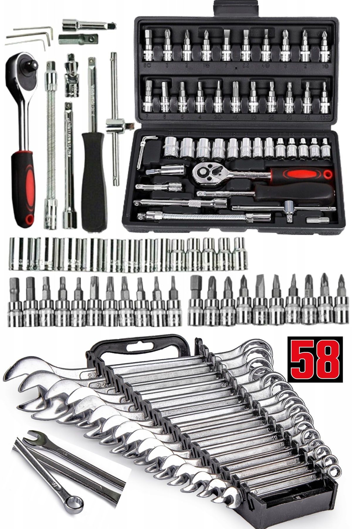 Staxx 58pcs Lokma Takımı Seti 1/4' + 12 Parça Açık Ağız Anahtar