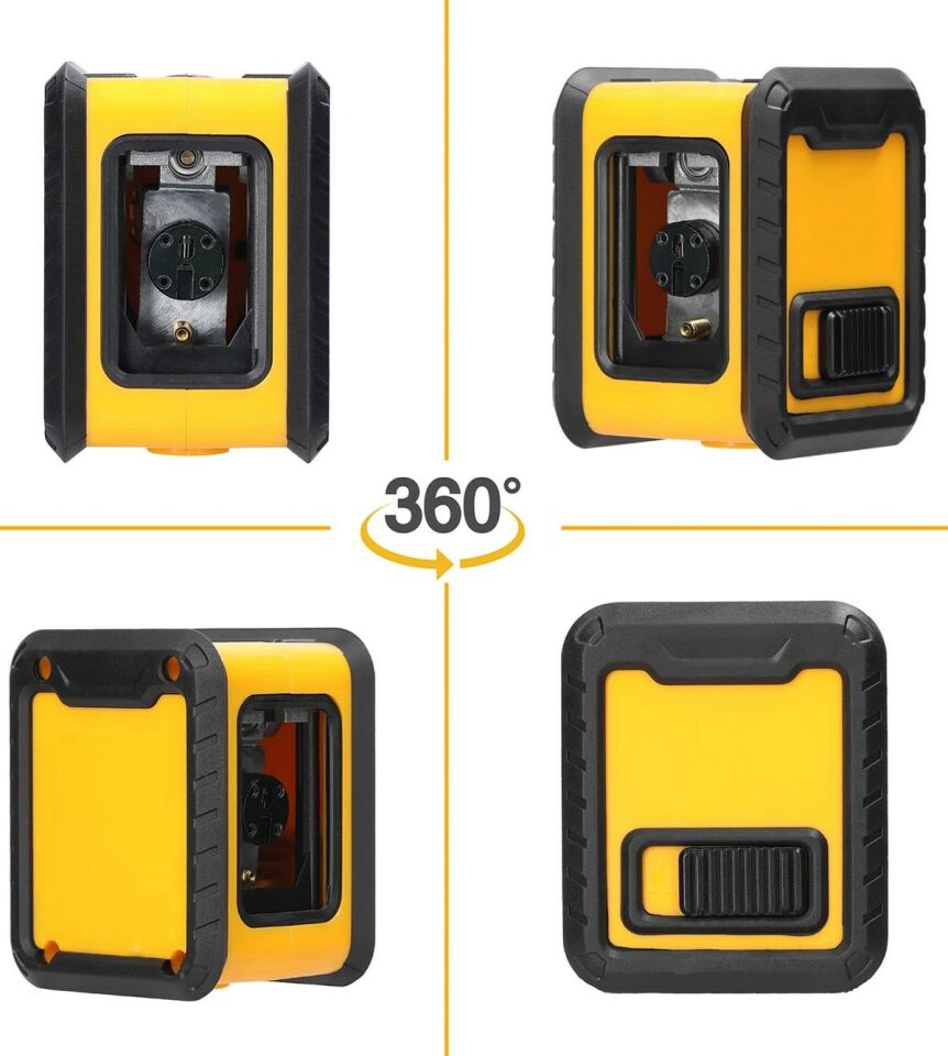 Yellow Mini Ufak Boy Portatif  2 Köşe Pilli Dikey ve Yatay Yeşil Işık Lazer Çizgi Hizalama Makinesi