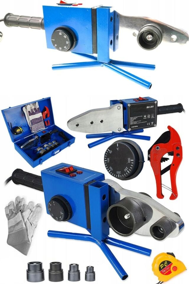 2000WATT Çift Rezidanslı Hava Soğutmalı Isı Ayarlı Pprc Plastik Boru Kaynak Makinesi + Makas Metre