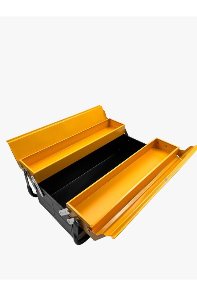 XL Orta Seri Metal Tek Katlı Katlanır 3 Gözlü İçi Boş Metal Tesisatçı Alet Takım Çantası 47x20x15cm
