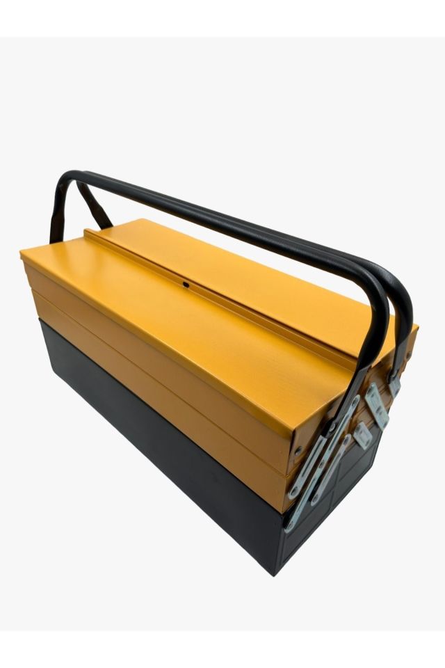 XL Boy Metal 2 Katlı Katlanır 5 Gözlü İçi Boş Metal Alet Çantası Tesisatçı Takım Çantası 47x20x21cm