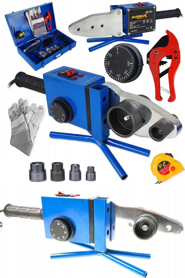 2000Watt Çift Rezidanslı Hava Soğutmalı Isı Ayarlı PPRC Plastik Boru Kaynak Makinesi + Makas Metre