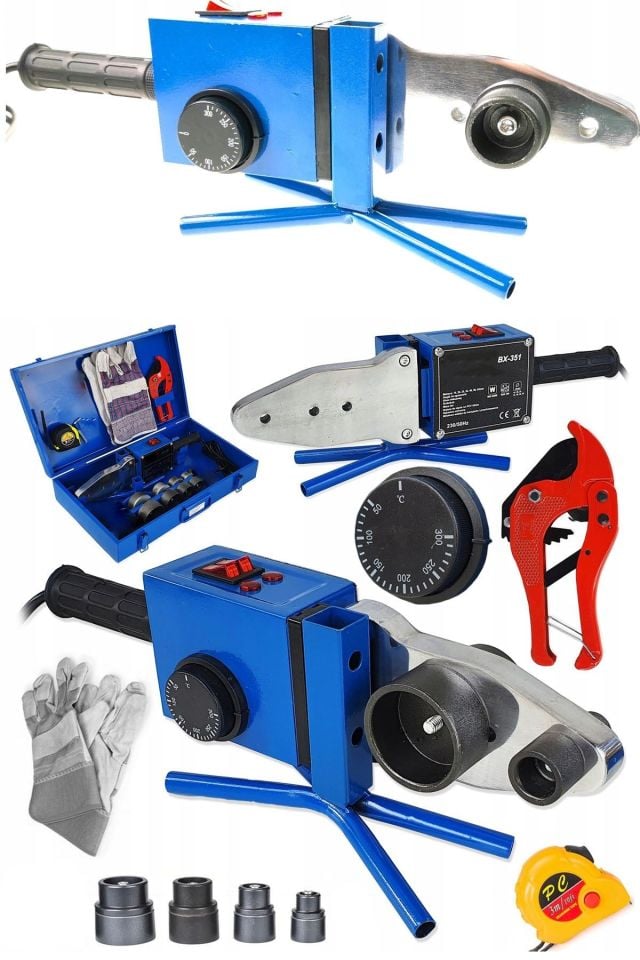 2000Watt Çift Rezidanslı Hava Soğutmalı Isı Ayarlı PPRC Plastik Boru Kaynak Makinesi + Makas Metre