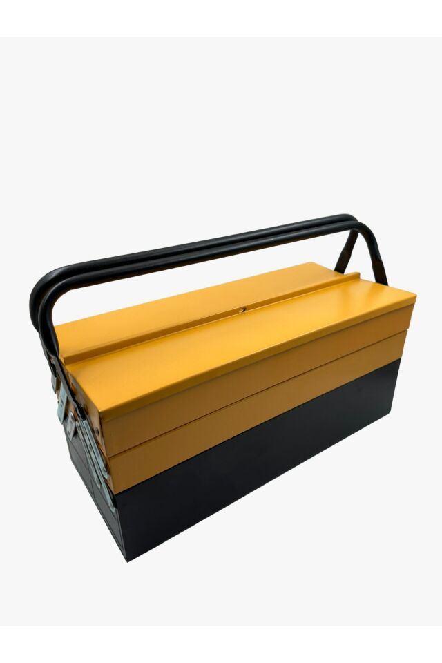 XL Büyük Seri Metal 2 Katlı Katlanır 5 Gözlü İçi Boş Metal Alet Çantası Takım Çantası 47x20x21cm