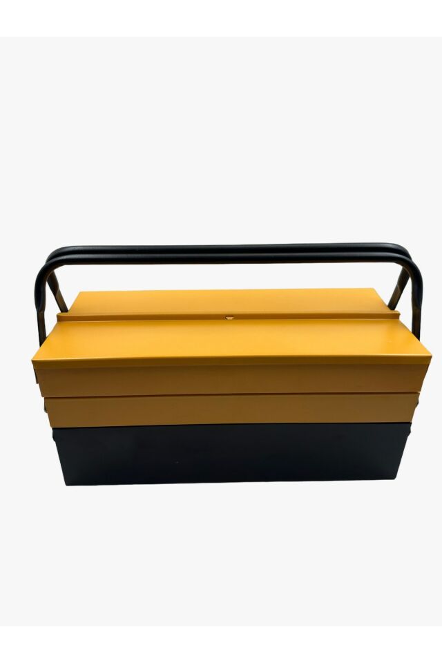XL Büyük Seri Metal 2 Katlı Katlanır 5 Gözlü İçi Boş Metal Alet Çantası Takım Çantası 47x20x21cm