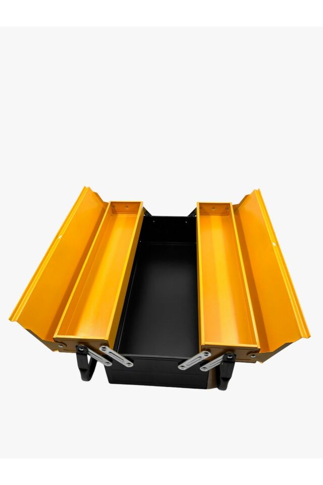 XL Orta Seri Metal Tek Katlı Katlanır 3 Gözlü İçi Boş Metal Alet Çantası Takım Çantası 47x20x15cm