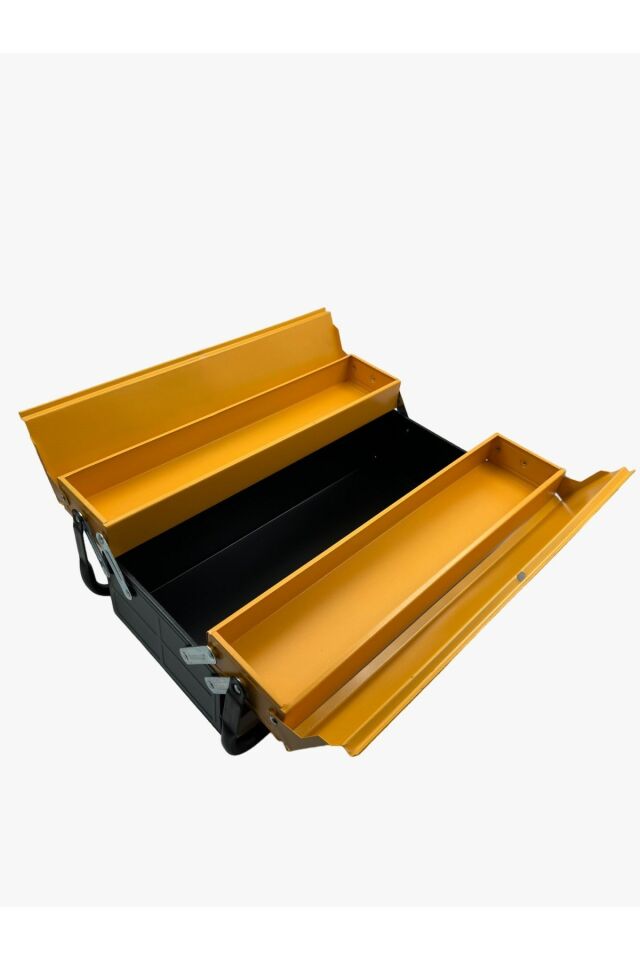 XL Orta Seri Metal Tek Katlı Katlanır 3 Gözlü İçi Boş Metal Alet Çantası Takım Çantası 47x20x15cm