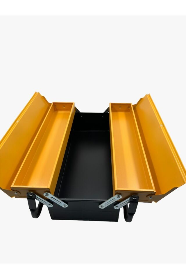 XL Orta Seri Metal Tek Katlı Katlanır 3 Gözlü İçi Boş Metal Alet Çantası Takım Çantası 47x20x15cm