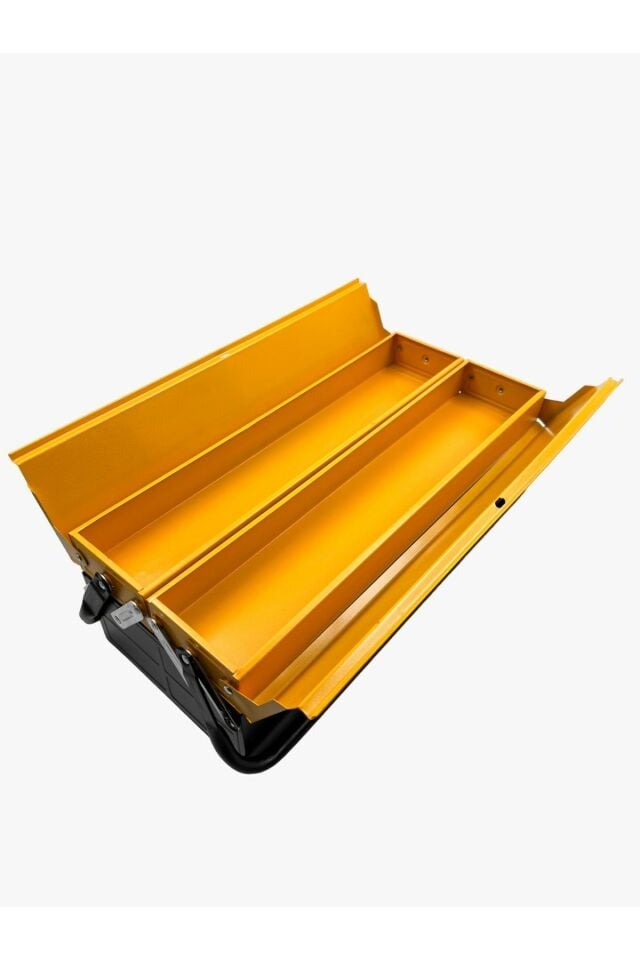 XL Orta Seri Metal Tek Katlı Katlanır 3 Gözlü İçi Boş Metal Alet Çantası Takım Çantası 47x20x15cm
