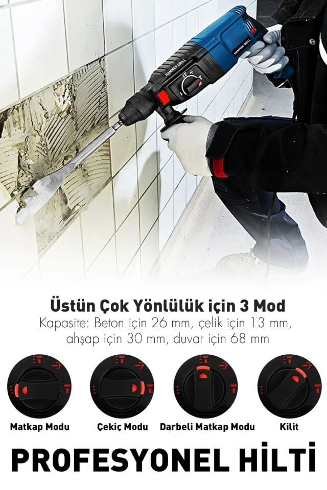 Alman 5000 Watt Kırıcı Delici Sjs Çelik Dişli Şanzuman Bakır Sargılı Özel Seri Darbeli Kırıcı Matkap