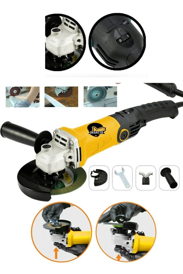 Alman Bakır Sargılı 4500W Devir Ayarlı Uzun Kuyruklu Taşlama Spiral Makinesi 125mm 2 Adet Taş Hediye
