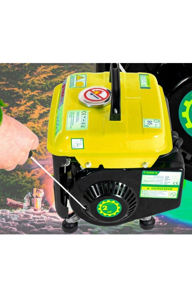 Bakır Sargı Portatilf Benzinli 2 Zamanlı Jeneratör Mini Çanta Tipi İpli Jeneratör T-2600B 1 KW 2HP