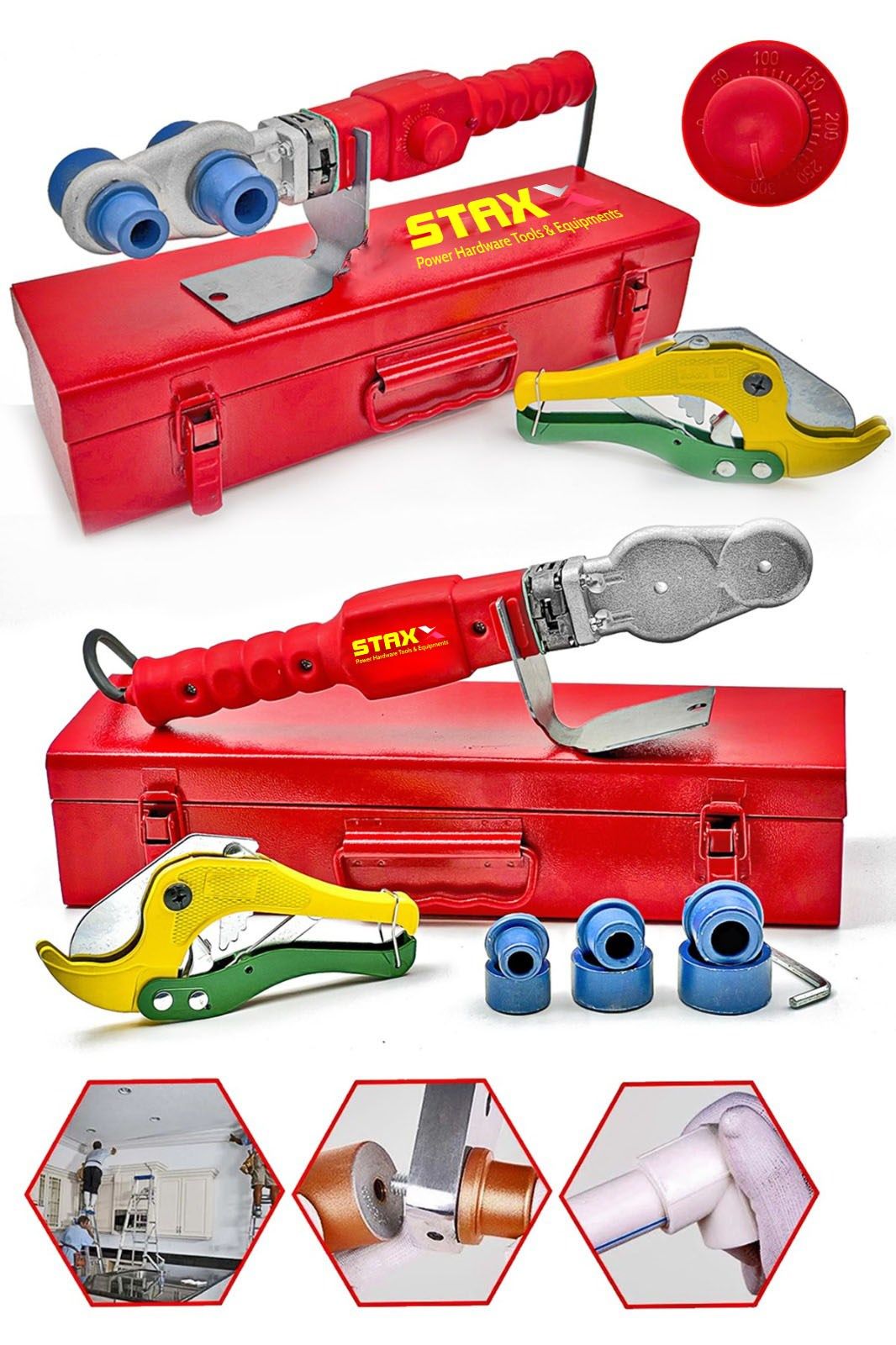 Staxx Power Çantalı Pvc Plastik Boru Kaynak Makinesi 650W + Makas