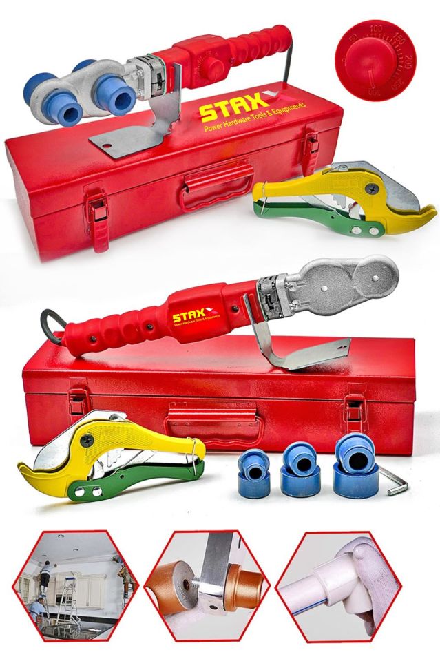 Staxx Power Çantalı Pvc Plastik Boru Kaynak Makinesi 650W + Makas