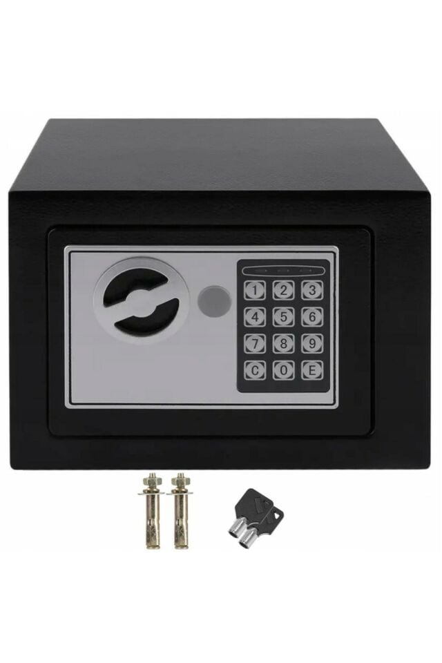 Otel Tipi Elektronik Şifreli ve Anahtarlı Çelik Büyük Boy Para Kasası + Montaj Ekipmanları Hediye