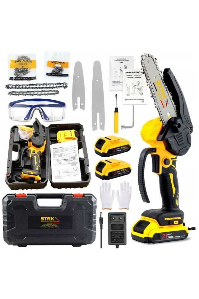 21V 3Ah Kömürsüz Motor Çift Akülü 12-15 cm Çift Pala Dal Budama Bıçkı Makinası Seri Kullanım
