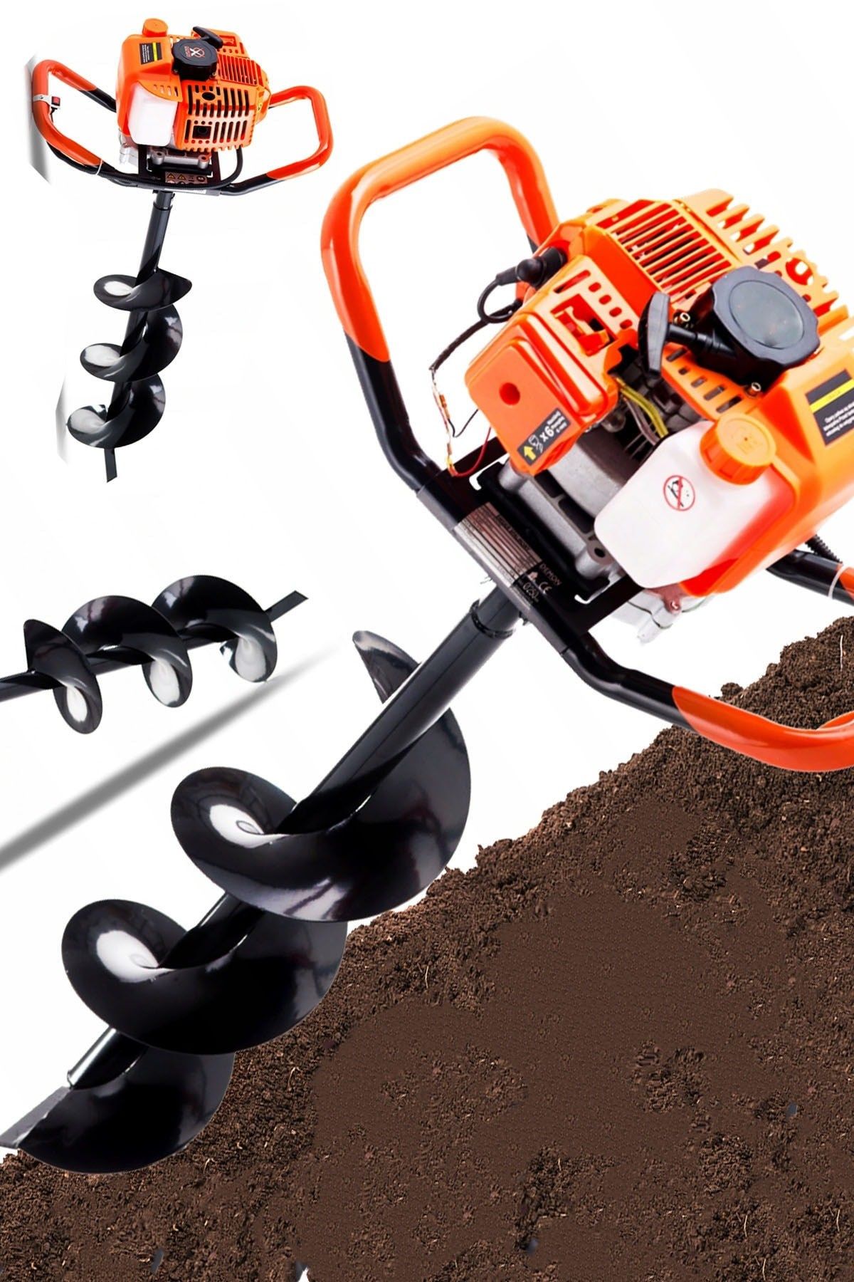 GD520 52CC 3HP Metal Dişli Şanzuman Benzinli Toprak Burgu Makinesi Fidan Dikme Makinesi Motorlu 15Cm