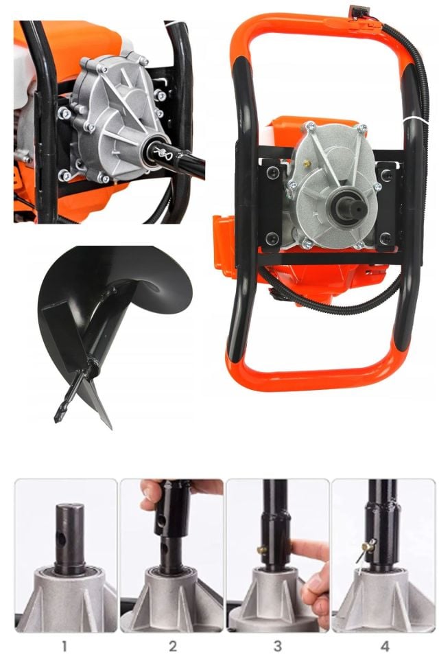 GD520 52CC 3HP Metal Dişli Şanzuman Benzinli Toprak Burgu Makinesi Fidan Dikme Makinesi Motorlu 15Cm
