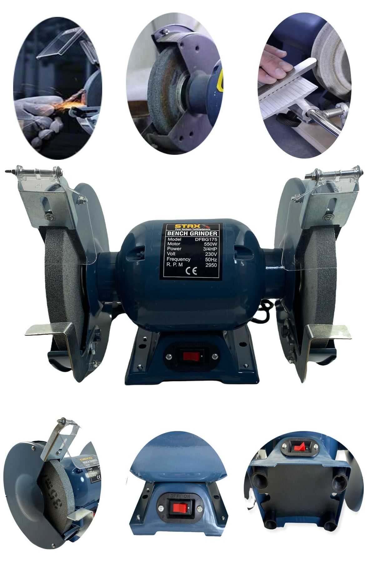 Staxx Dfbg200 200 Mm 550 Watt Balta Bıçak Bileme Çark Taş Motoru