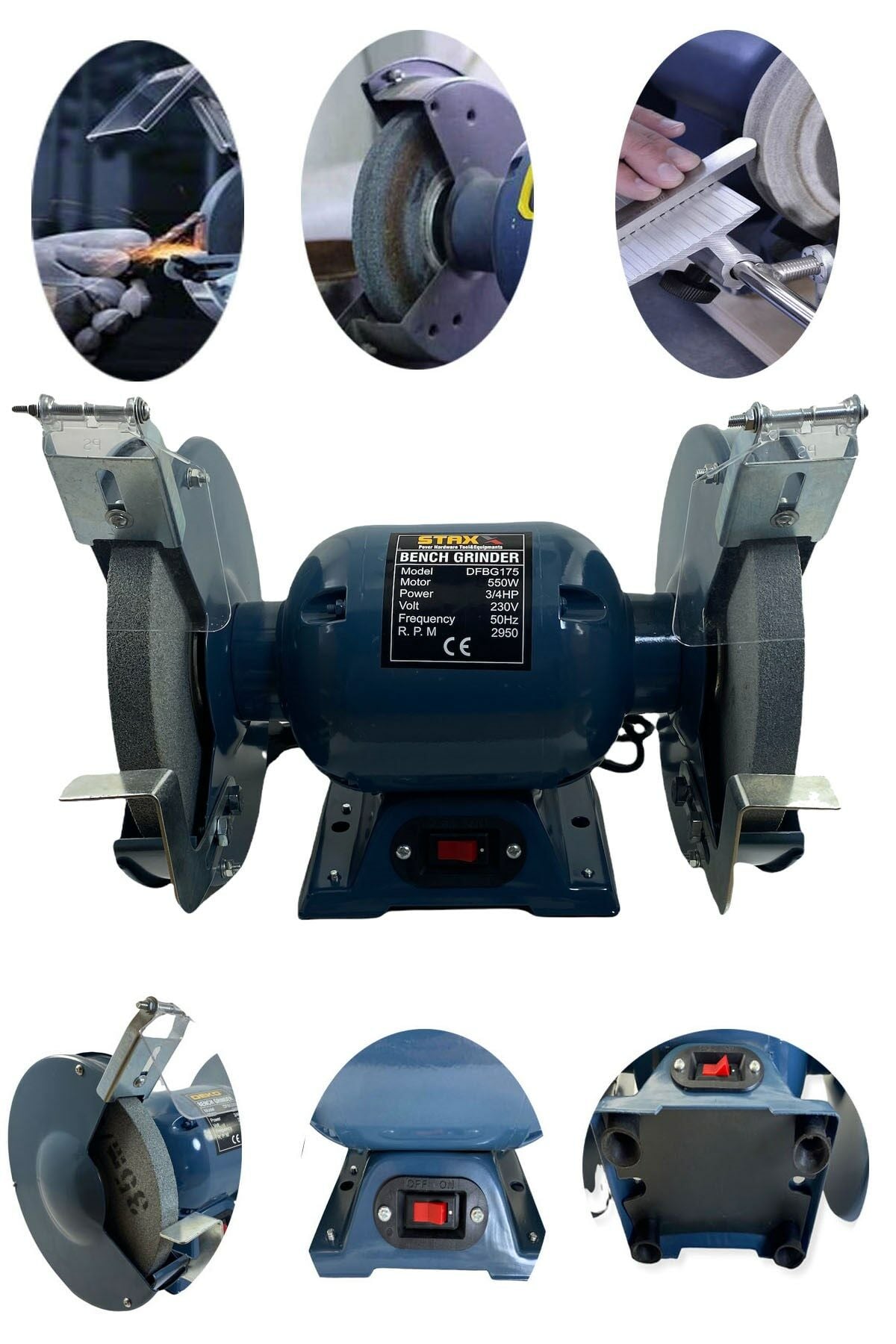 Staxx Dfbg200 200 Mm 550 Watt Balta Bıçak Bileme Çark Taş Motoru