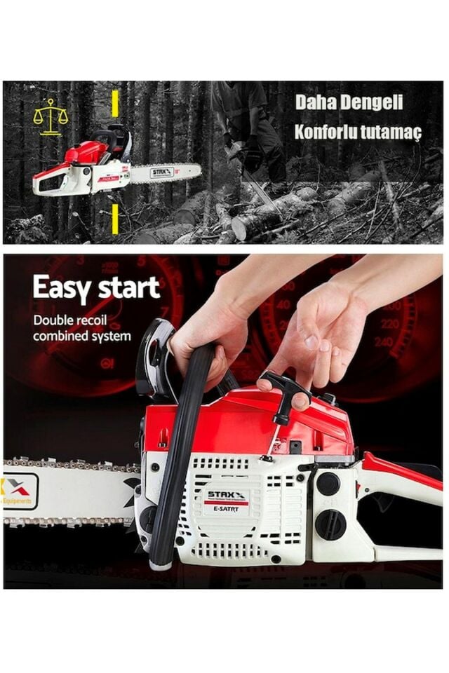 Ağaç Kesme Makinesi Benzinli Motorlu Testere 63cc 7.9hp Zinc .
