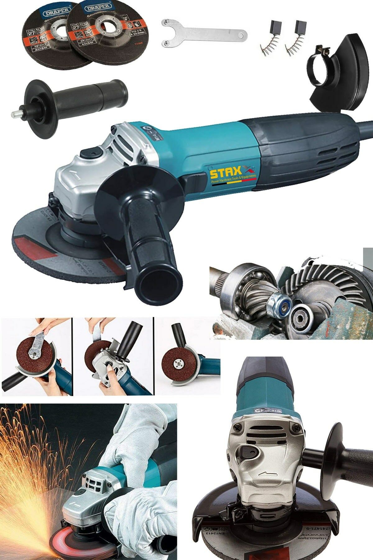 Metal Dişli Sistem Bakır Sargılı 900watt 115mm -125mm Spiral Avuç Içi Kesme Ve Taşlama Makinası