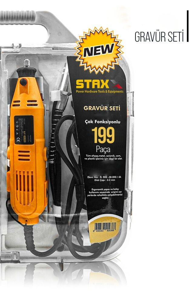 Super199 199 Parça 500w Devir Ayarlı Hobi Gravür Oyma Makinesi Taşlama Zımpara Seti + Şaft Kablosu