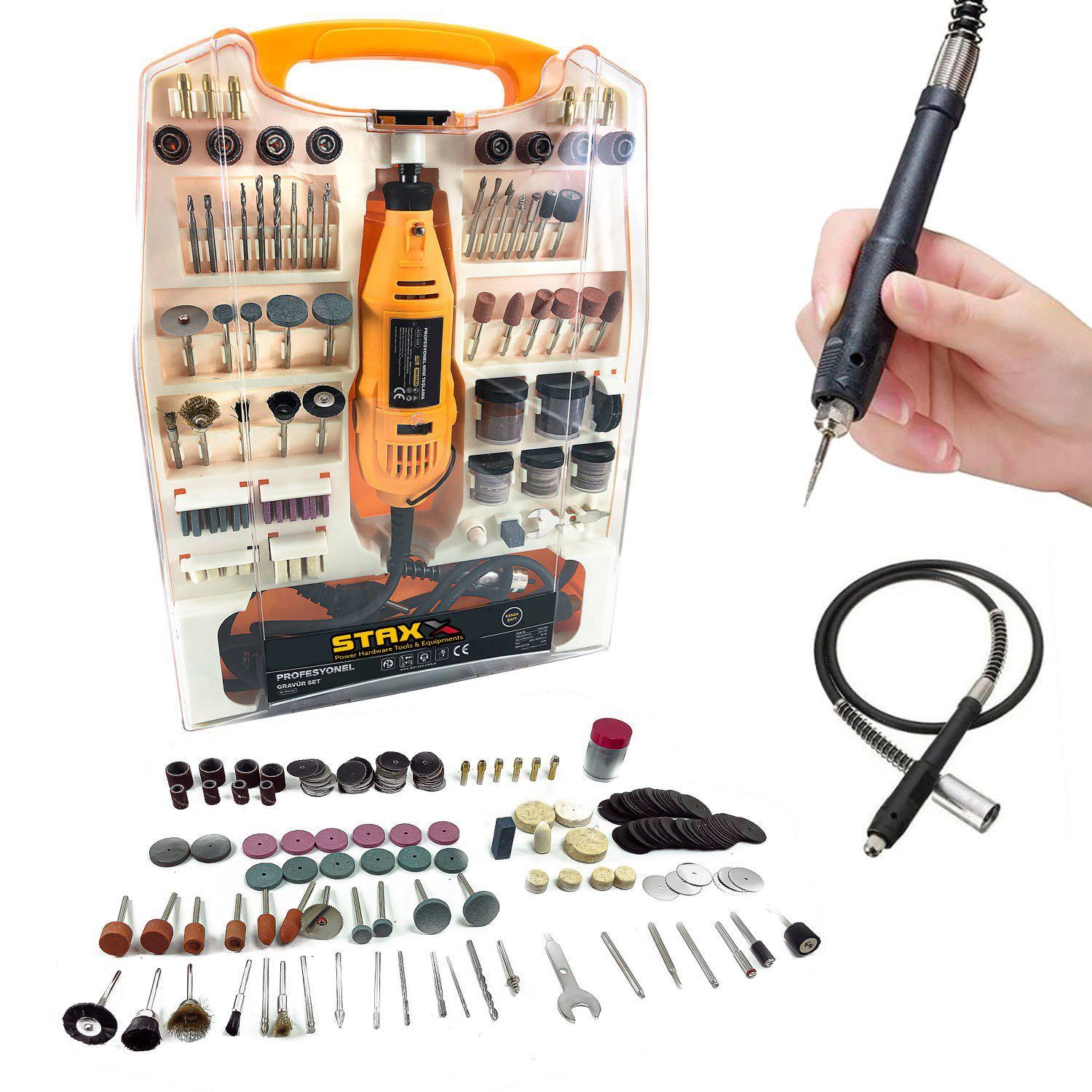 350 Parça 450 Watt 6 Kademeli Hobi Gravür Zımpara Taşlama Şaft