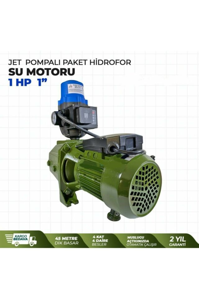 Alman Type Jet Pompalı Otomatik Paket Hidrofor Su Motoru 1 Hp 1'' Eldiven + Kontrol Kalemi