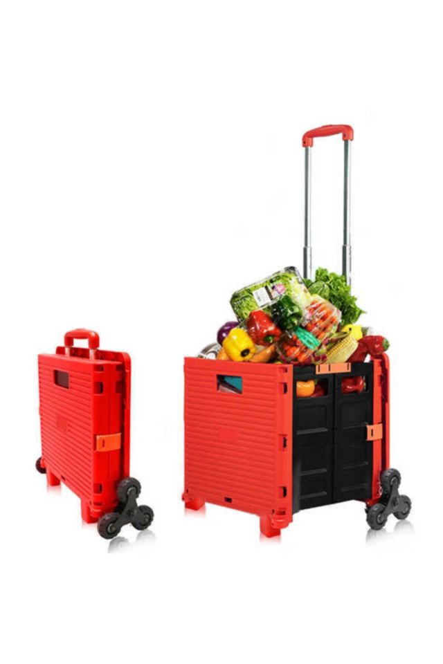Uzayan Tutma Kulpu Merdiven Çıkabilen Portatif Koli Yük Paket Taşıma El Pazar Arabası 100kg