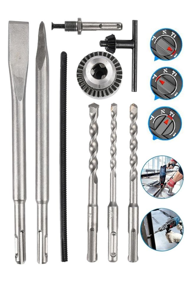 Germany 4000w 5.5j Bakir Sargı Kırıcı Delici Hiltı Matkap Metal Şanzumanlı + 5 Adet Uç Yedek Mandren