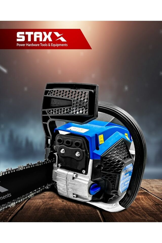 Blue Turbo520 Seri Çift Egzos Ağaç Odun Dal Kesme Makinesi Benzinli Hızar Testere 52cc 3.2 Hp 50cm