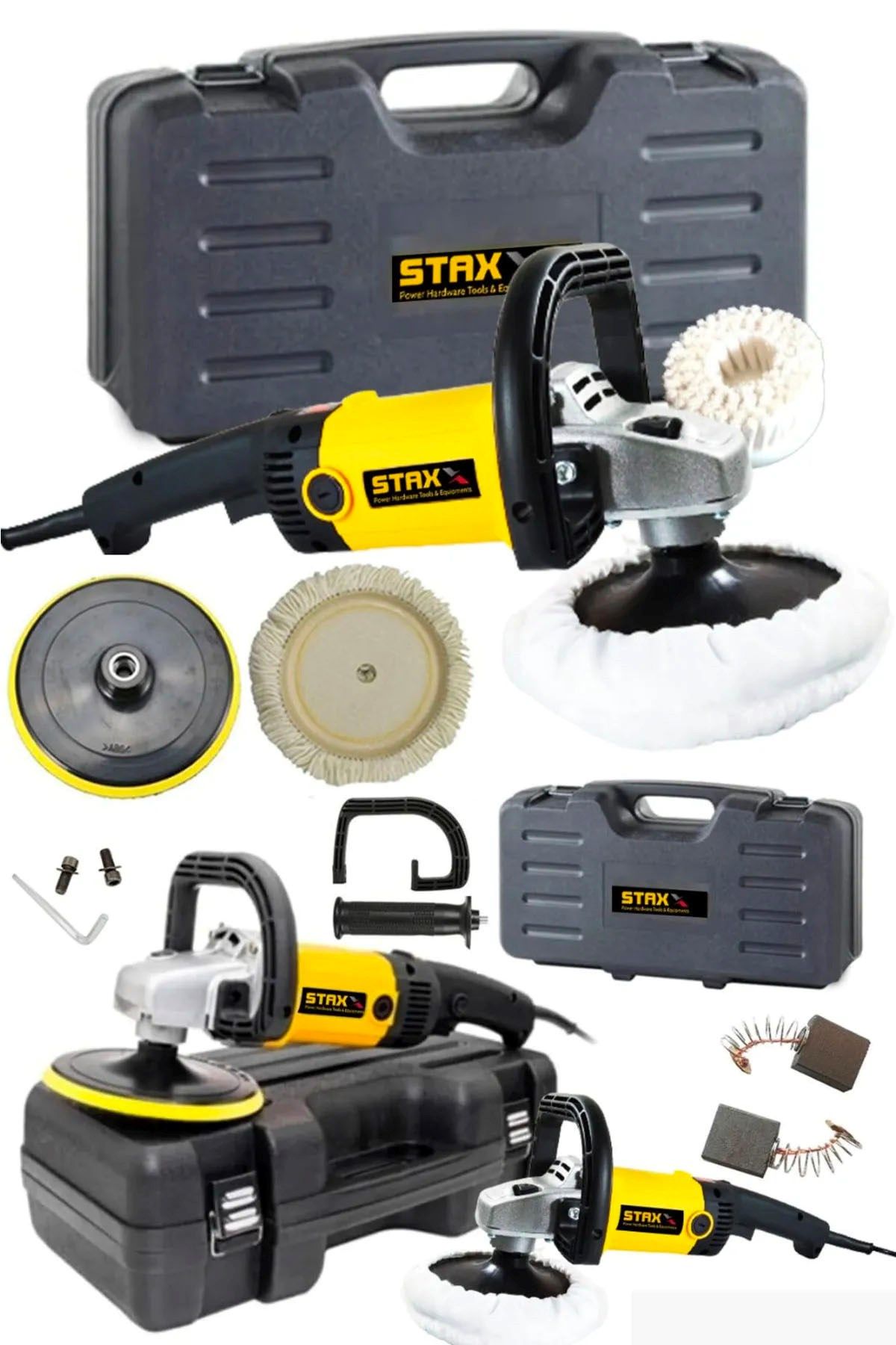 Bakır Sargı 1400w 180mm Devir Ayarlı Pasta Cila Polisaj Zımpara Polisaj Makinası Çantalı Set + Fırça