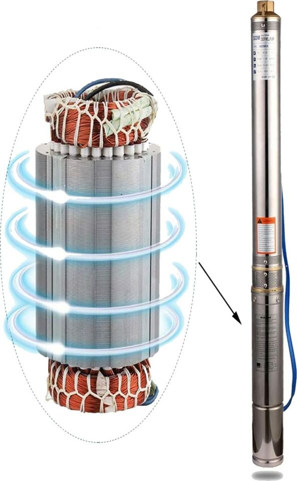 4sdm4/6 Paslanmaz Çelik Dikey 6 Kademeli Derin Kuyu Dalgıç Pompası 4'' 0.5 Hp Monofaze Max 42 Mt