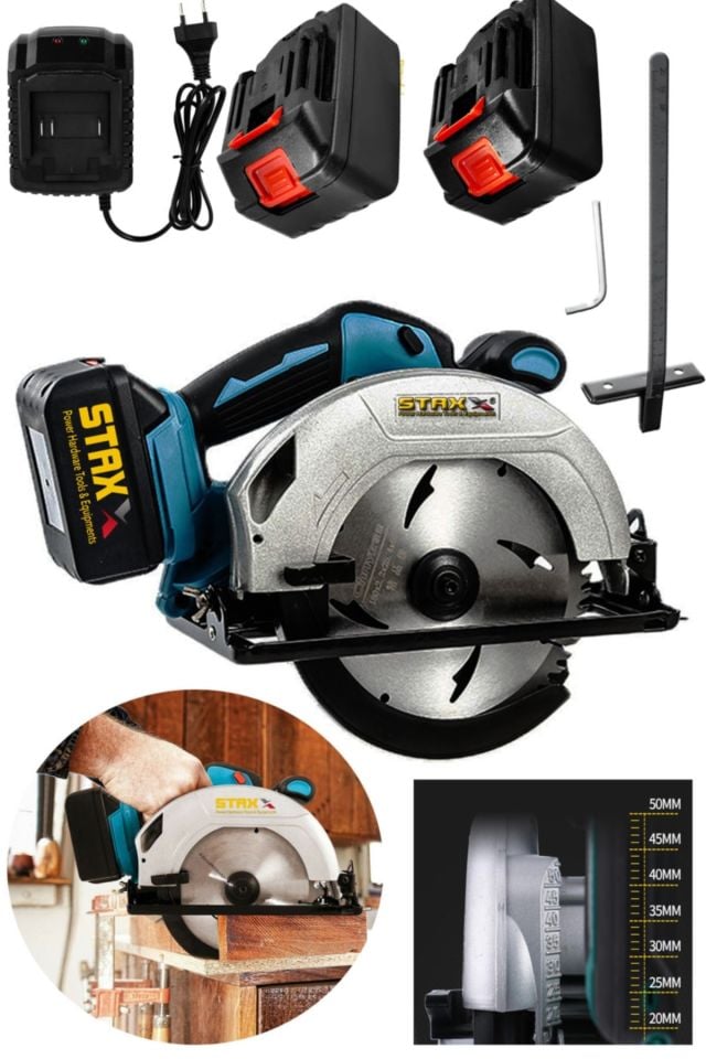 Hd-xr Lion Çift Akü Kömürsüz Fast Motor 185mm Akülü Daire Testere Sunta Ahşap Kesme Testere 48v 10ah