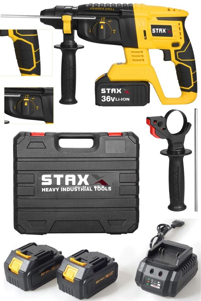 Staxx Power AKD-36 36 V 5 AH Çift Akülü Şarjlı Kırıcı Delici