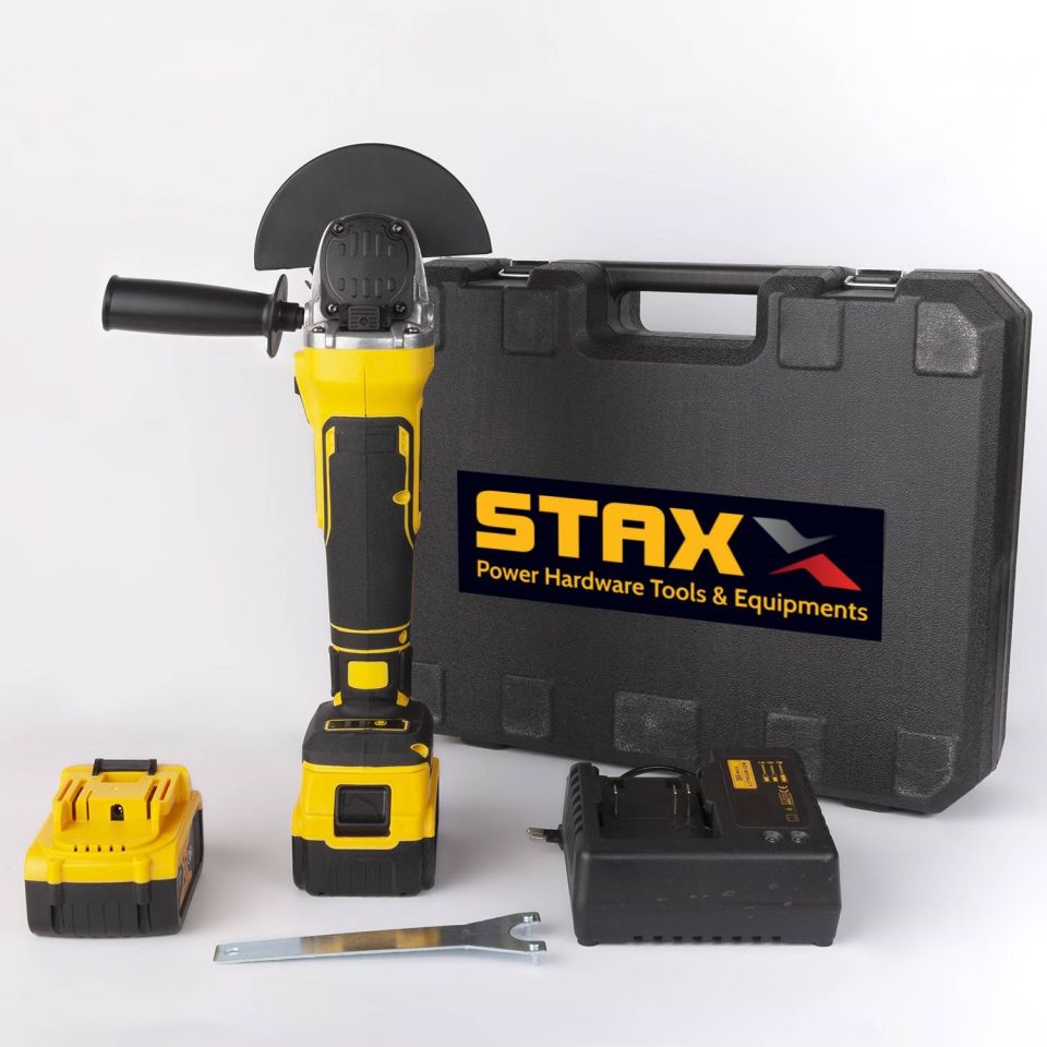 Staxx Power STX1058 Profesyonel 125 MM Kömürsüz Çift Akülü Şarjlı Taşlama Makinesi +  Taş 2 Adet