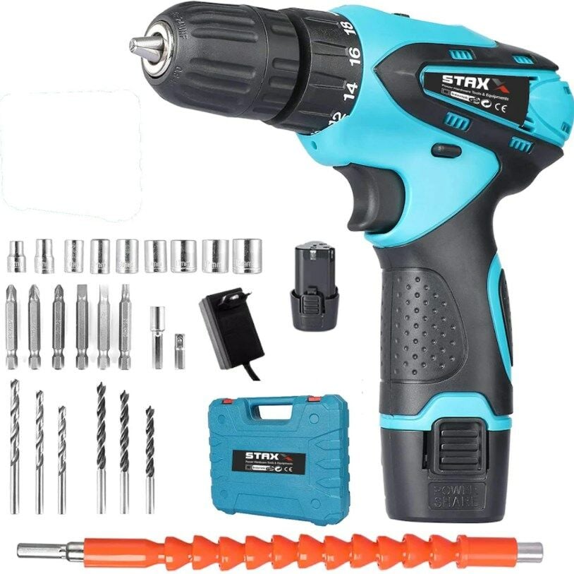 Staxx Power Pro 24V 4 Ah Li-ion Çift Akülü Darbesiz Matkap Vidalama + 24 Parça Set